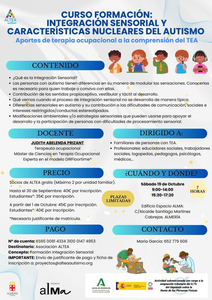Cartel Curso Judith - CURSO DE FORMACIÓN: Integración sensorial y características nucleares del autismo