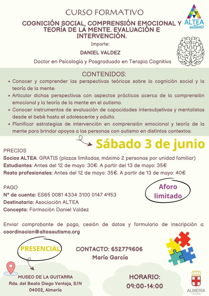 Formacion Daniel Valdez 2 - Curso formativo "Cognición social, comprensión emocional y teoría de la mente. Evaluación e intervención"